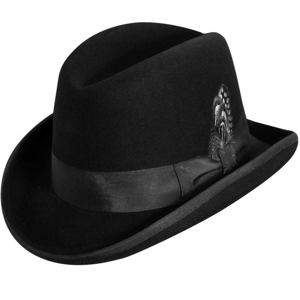 6801 Classico 's Wool Felt Homburg Hat L, Black